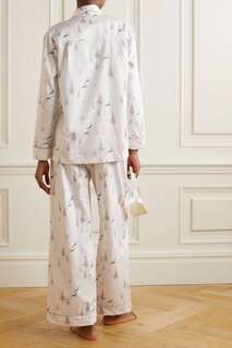 POUR LES FEMMES Пижамный комплект из хлопка и сатина с принтом, светло-серый