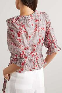 POLO RALPH LAUREN блузка Evee с запахом и цветочным принтом, розовый
