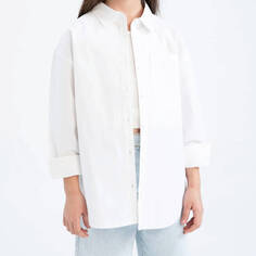 Рубашка для девочки Defacto Oversize Fit, белый