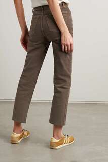 RE/DONE укороченные джинсы прямого кроя High Rise Stove Pipe 70-х с бахромой, коричневый