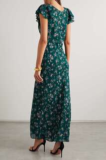 REFORMATION платье макси Lisola из крепа с цветочным принтом, зеленый