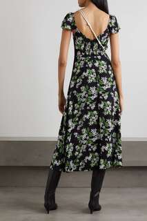 REFORMATION платье миди Baxley из крепдешина с цветочным принтом, черный