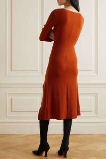 REFORMATION Платье миди из эластичного джерси TENCEL Lyocell со сборками Belmont, апельсин
