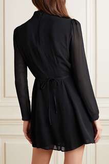 REFORMATION платье мини Ottessa из жоржета с запахом и вырезами, черный