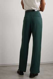 REFORMATION широкие тканые брюки Mason в тонкую полоску, темно-зеленый