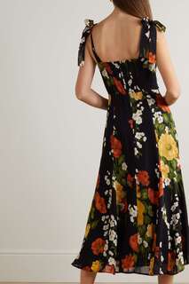 REFORMATION платье миди Nadira из жоржета с цветочным принтом, черный