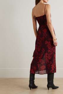 REFORMATION платье миди Kourtney из жоржета с цветочным принтом, красный