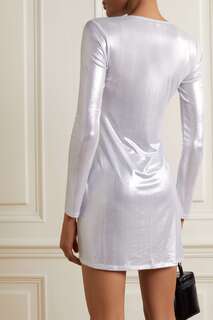 REFORMATION трикотажное платье мини Roxbury с эффектом металлик, серебро