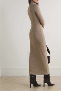 REFORMATION платье миди Mallorie в рубчик, серо-коричневый