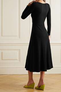 REFORMATION платье миди Banks в рубчик из эластичного модала, черный