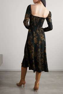 REFORMATION платье миди Sigmund из крепдешина с цветочным принтом, черный