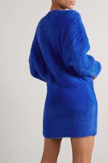 RETROFÊTE платье мини Tala фактурной вязки с кристаллами, синий