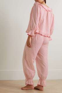 RIXO пижамный комплект Bobbie из хлопка и вуали в горошек, розовый