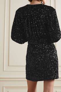 ROTATE BIRGER CHRISTENSEN платье мини Samantha из эластичного шифона с пайетками, черный