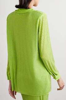 SELF-PORTRAIT Сетчатая рубашка с кристаллами, светло-зеленый
