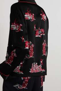 SELF-PORTRAIT Рубашка из атласного крепа с вышивкой, черный