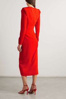 SELF-PORTRAIT Платье миди из крепа со сборками, красный