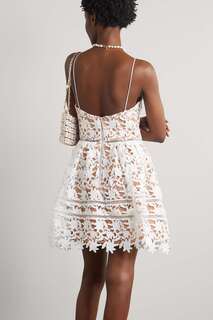 SELF-PORTRAIT Платье мини из гипюрового кружева, белый