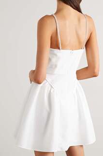 SELF-PORTRAIT Мини-платье из тафты с отделкой из тюля, украшенное кристаллами, белый