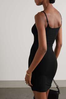 SKIMS Мини-платье в рубчик из эластичного модала Soft Lounge - Onyx, черный
