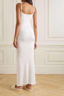 SKIMS Платье макси в рубчик из эластичного модала Soft Lounge - Мраморный, кремовый