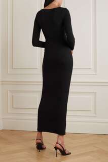 SKIMS Платье макси в рубчик из эластичного модала Soft Lounge - Onyx, черный