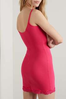 SKIMS Платье-комбинация из стрейч с кружевом Fits Everyone - Neon Rose, розовый