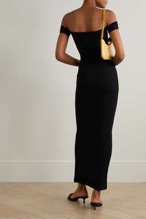 SKIMS Платье макси из эластичного модала с открытыми плечами Soft Lounge - Onyx, черный