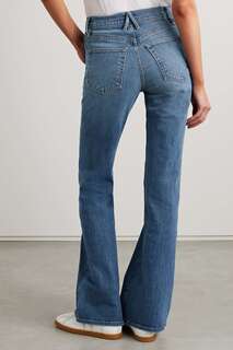 SLVRLAKE + NET SUSTAIN Расклешенные джинсы Reese со средней посадкой из органического хлопка с эффектом потертости, синий