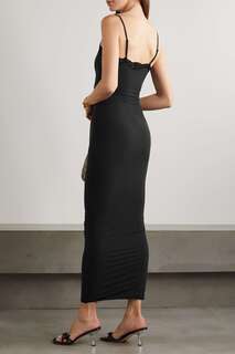 SKIMS Эластичное платье макси с кружевом Fits Everyone - Onyx, черный