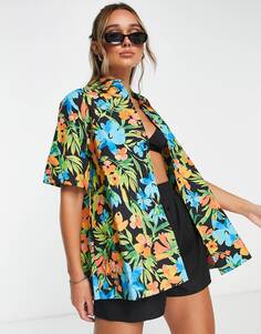 Разноцветная поплиновая рубашка Topshop Tropical Resort