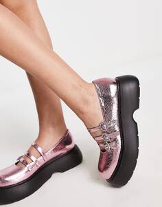 Розовые массивные туфли Мэри Джейн с металлизированными пряжками ASOS DESIGN Missy