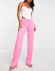 Атласные узкие брюки розового цвета ASYOU