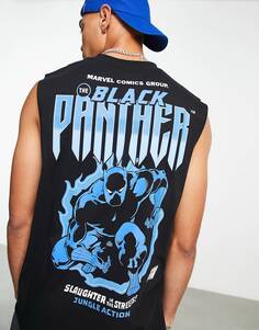 Черный жилет с принтом Marvel Black Panther ASOS DESIGN