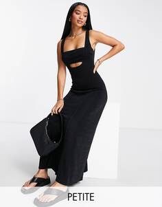 Черное облегающее платье миди со швами Topshop Petite