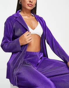 Плиссированная длинная пляжная рубашка фиолетового цвета ASOS DESIGN