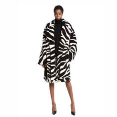Пальто цвета зебры Michael Kors Intarsia Shearling, черный/ваниль