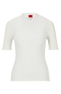 Водолазка Hugo Mock-neck With Short Sleeves And Ribbed Structure, белый