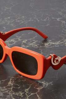 LINDA FARROW EYEWEAR + Солнцезащитные очки Bea Bongiasca в прямоугольной оправе из ацетата и золотистого цвета, апельсин