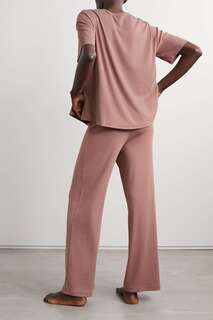 SKIN Пижамный комплект Nalani and Narine из эластичного хлопка пима и модала в рубчик, розовый