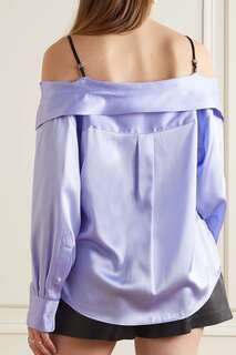 T BY ALEXANDER WANG Украшенная рубашка из шелкового атласа с открытыми плечами, фиолетовый