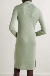 THEORY Платье-рубашка из смесового хлопка в рубчик, светло-зеленый