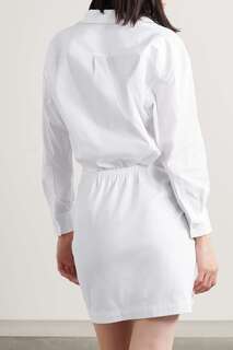 THEORY Платье-рубашка мини из присборенного хлопкового поплина, белый