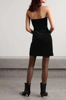 THEORY Бархатное мини-платье без бретелек из эластичного хлопка, черный
