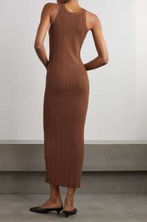 TOTEME + NET SUSTAIN платье миди в рубчик, серо-коричневый
