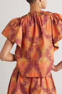 ULLA JOHNSON хлопковая блузка Kaya со сборками, апельсин