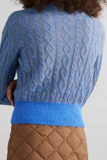 VERONICA BEARD двухцветный свитер Riola вязки косами, синий