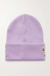 VERSACE шапка-бини в рубчик из шерсти с заклепками, фиолетовый