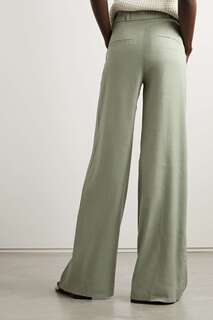 VERONICA BEARD Широкие брюки Rimini из плиссированного эластичного льна с поясом и вуали из смесовой ткани TENCEL, зеленый