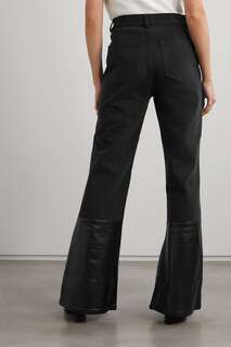 WANDLER расклешенные джинсы Daisy с кожаными вставками и высокой посадкой, черный